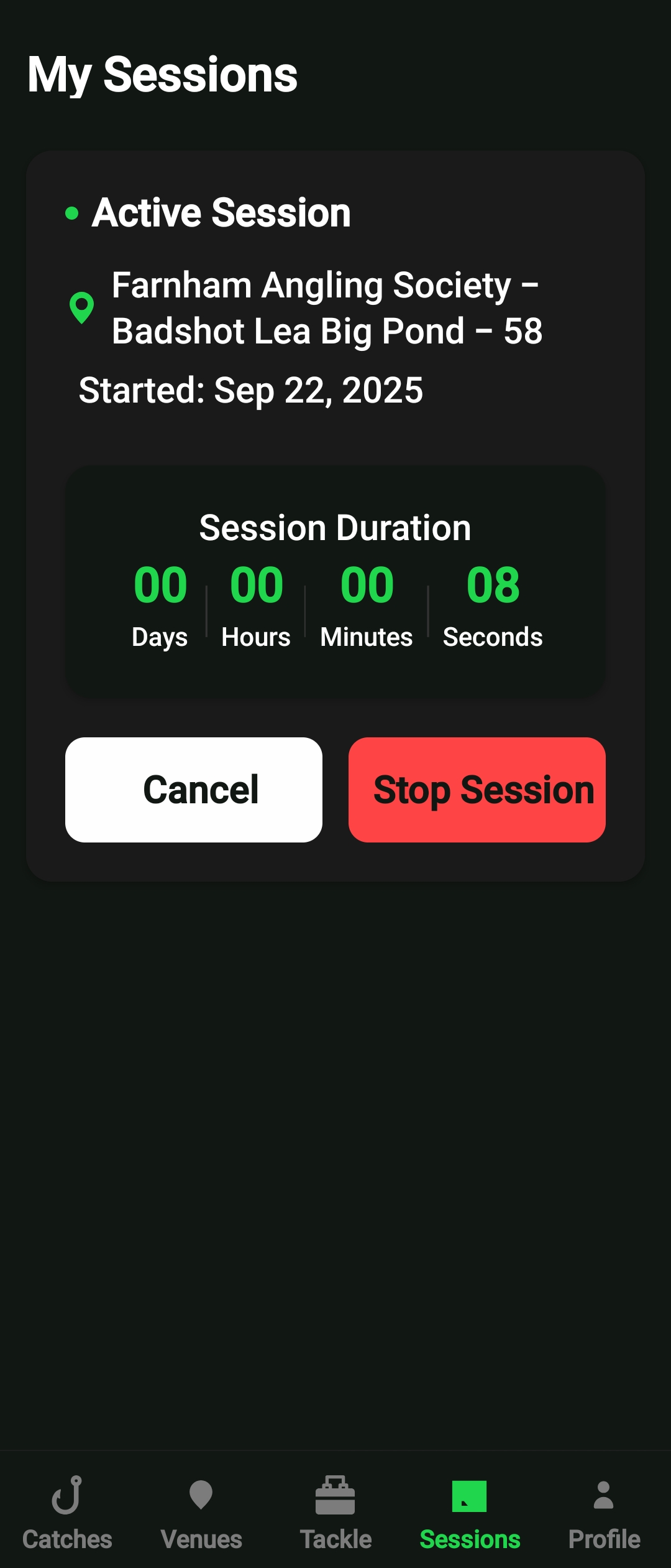 My Sessions - Session Tracking